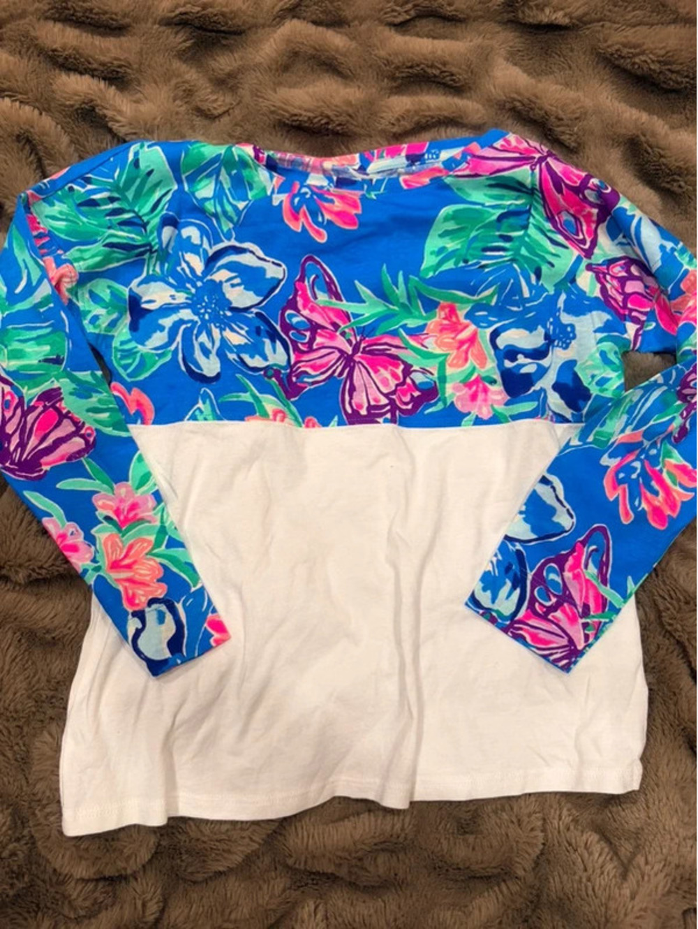 Lilly Pulitzer long sleeve butterfly white shirt girls size m 6/7